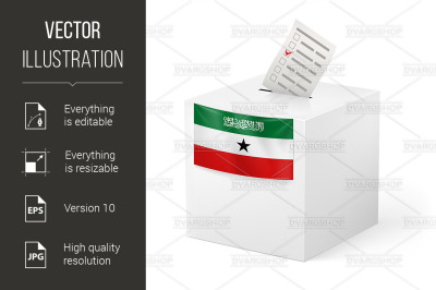 Ballot box with voting paper. Somaliland