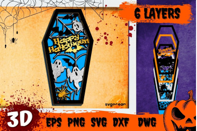 Happy Halloween Coffin 3D SVG