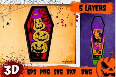 Pumpkin Coffin 3D SVG