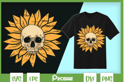 Skeleton Sunflower Halloween SVG