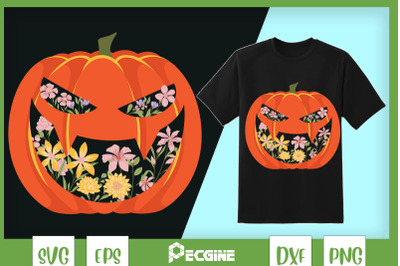 Funny Halloween Pumpkin Flower Floral