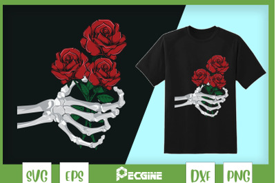 Halloween Skeleton Hand Holding A Rose