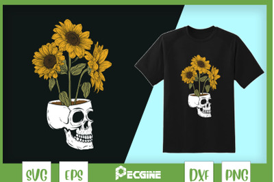 Skull Plant Sunflower Funny Gardening