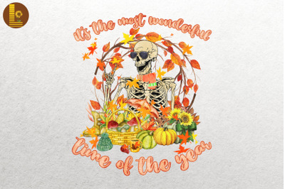 Funny Autumn Skeleton Hello Fall Season