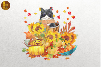 Funny Cat Lover Hello Autumn