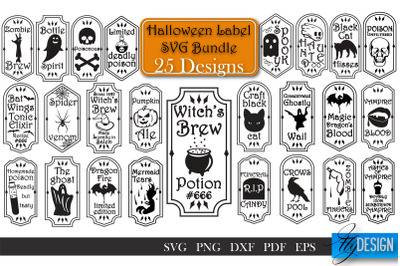 Halloween Label SVG Bundle | Potion Labels | Vintage Bottle Labels | H