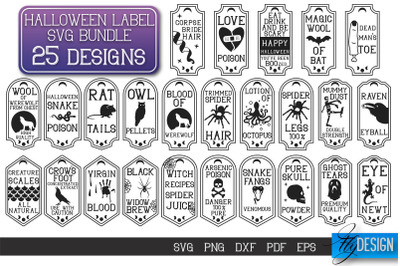 Halloween Labels SVG Bundle | Potion Labels | Vintage Bottle Labels |