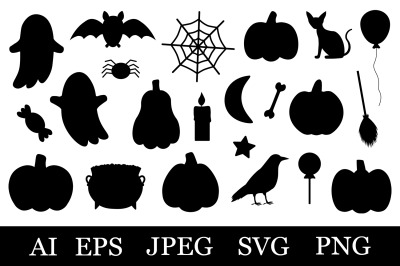 Halloween silhouette clipart. Halloween silhouette SVG