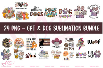 24 PNG - Cat &amp;amp; Dog Sublimation Bundle