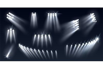 Stadium spotlights. Football field directional light sources&2C; realisti