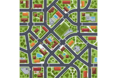 Street map top view. City transport infrastructure, urban roads plan,