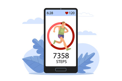 Sports tracker. Heart rate monitoring device, step counter, daily foot