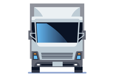 Cargo truck icon. White lorry front view