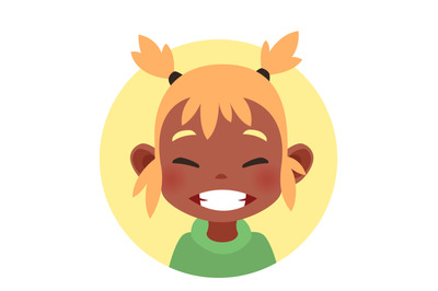 Funny little girl. Flat round head portrait