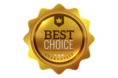 Best choice award label. Golden quality mark