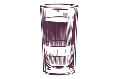 Cocktail glass sketch. Hand drawn alcohol drink