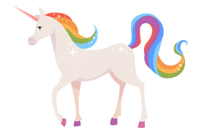 Unicorn icon. Magic fairytale creature with rainbow tail