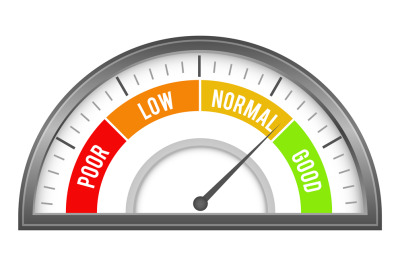 Level measure gauge. Control panel element. Score meter