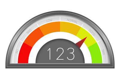 Speedometer icon. Perfomance measure indicator. Pressure meter