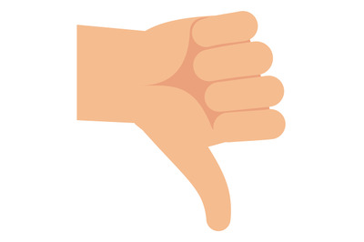 Dislike hand gesture. Thumb down flat icon