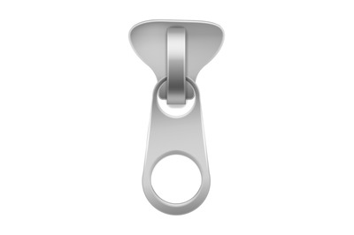 Silver puller clasp. Realistic metal zipper clasp