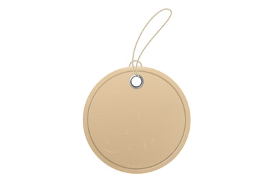 Round cardboard tag. Luggage brown paper label