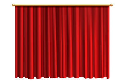 Closed red curtains. Realistic scene drapes mockup