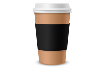 Paper coffee cup with blank branding. Realistic mockup