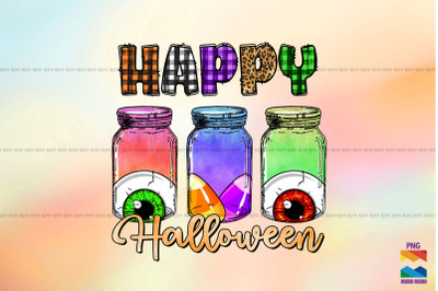 Halloween Jar of eyes and Candycorn