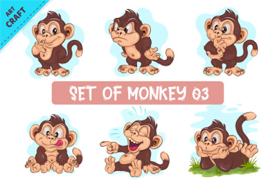 Set of cartoon Monkey_03. Crafting, Sublimation.