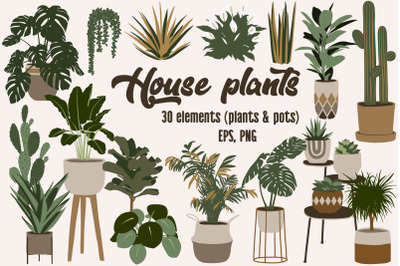 Boho house plant clipart
