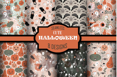 Pumpkin, ghost print Halloween pattern