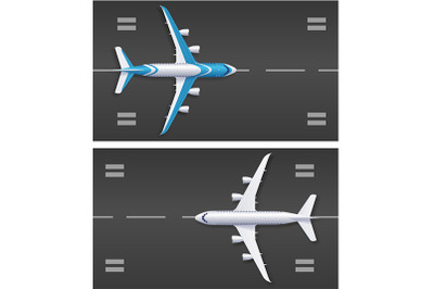 3d Airplane Fly on Runway Landing. Vector