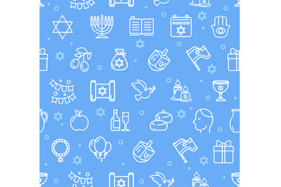 Israel Hanukkah Seamless Pattern Background. Vector