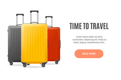 3d Suitcase and Time to Travel Ads