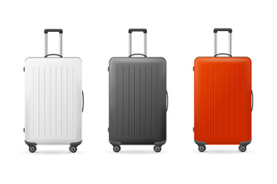 3d Color Travel Suitcase Set. Vector