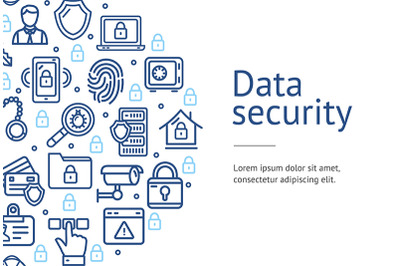 Data Security Concept Ad Flyer Banner Poster Card. Vector
