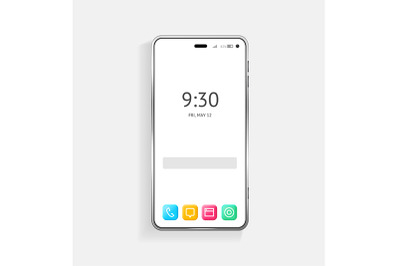 3d Smartphone with Color App Icons Set. Vector