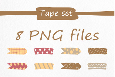 Washi tape PNG clipart. Pastel coloured washi tape set.