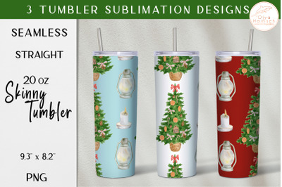 Watercolor Christmas Tree Tumbler Sublimation. Winter Tumbler Wrap PNG