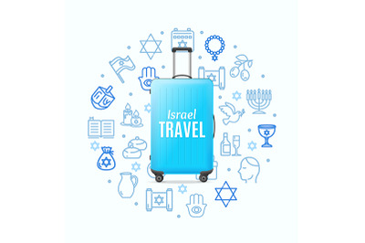 Travel Israel Concept with Suitcase. Vector