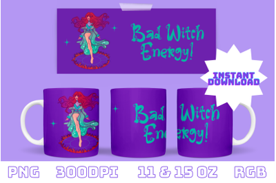 Halloween Witch Sublimation Mug Design, Bad Witch Energy