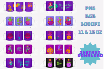 Halloween Mug Sublimation Design | Halloween Bundle PNG