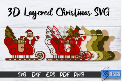 3D Layered Christmas SVG | Christmas Design | Multilayered SVG