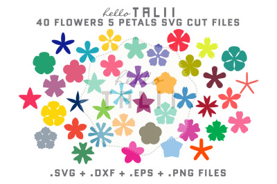 5  PETAL FLOWERS SVG CUT FILES