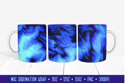 Ocean Blue Mug Sublimation Wrap Marble Texture Mug Design