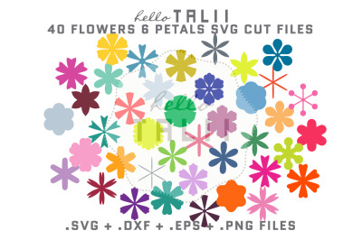 6 PETAL FLOWERS SVG CUT FILES