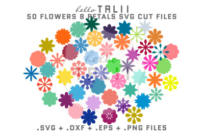 8 PETAL FLOWERS SVG CUT FILES