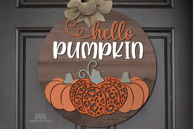 Hello Pumpkin Svg Laser Cut Files | Fall Welcome Sign SVG