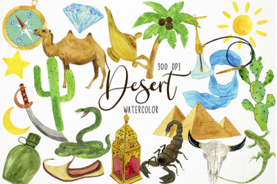 Watercolor Desert Clipart, Arabian Clipart, Moriccan Clipart